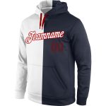 Custom Name Number Sports Hoodie Pullover Sweatshirt - Personalized Stitched White Navy-Red Fashion Team Apparel Personalized