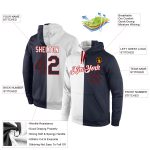 Custom Name Number Sports Hoodie Pullover Sweatshirt - Personalized Stitched White Navy-Red Fashion Team Apparel Personalized