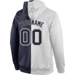 Custom Name Number Sports Pullover Hoodie - Personalized Stitched White Navy Split Sweatshirt Fashion Personalized Stitched