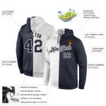 Custom Name Number Sports Pullover Hoodie - Personalized Stitched White Navy Split Sweatshirt Fashion Personalized Stitched