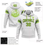 Custom Football Hoodie with Personalized Name & Number - White Neon Green-Black Stitched Pullover Sweatshirt Personalized