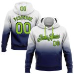 Custom Sports Pullover Hoodie with Personalized Name & Number - White Neon Green-Navy Fade Stitched Sweatshirt Personalized