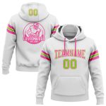 Custom Name Number Pullover Hoodie Football Sweatshirt Neon Green Pink Stitched White Design Personalized Stitched White