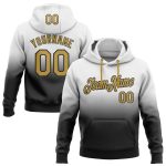 Custom Team Name Number Hoodie Personalized Stitched Sports Pullover Sweatshirt White Old Gold Black Fade Fashion Personalized