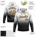 Custom Team Name Number Hoodie Personalized Stitched Sports Pullover Sweatshirt White Old Gold Black Fade Fashion Personalized