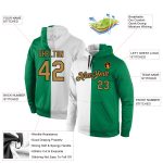 Custom Name Number Sports Hoodie Pullover Sweatshirt - Personalized Stitched White Old Gold-Kelly Green Fashion Team Apparel
