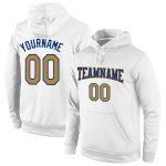 Custom Name Number Old Gold-Royal Sports Hoodie Sweatshirt - Personalized Stitched White Team Pullover Personalized Stitched