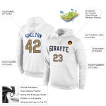 Custom Name Number Old Gold-Royal Sports Hoodie Sweatshirt - Personalized Stitched White Team Pullover Personalized Stitched
