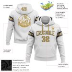 Custom Name and Number Personalized Old Gold and Steel Gray Football Hoodie Sweatshirt - Stitched Pullover Personalized Stitched