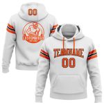 Custom Football Hoodie Sweatshirt with Name and Number - Personalized Stitched White Black Orange Pullover Personalized Stitched