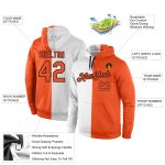 Custom Team Hoodie with Name & Number - Personalized Stitched Sports Pullover - White Orange-Black Split Design Personalized