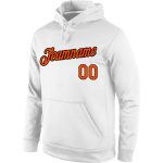 Custom Name Number Sports Hoodie Stitched Pullover Sweatshirt White Orange Black for Team Personalized Stitched White Orange-Black