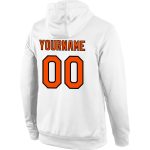 Custom Name Number Sports Hoodie Stitched Pullover Sweatshirt White Orange Black for Team Personalized Stitched White Orange-Black