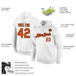 Custom Name Number Sports Hoodie Stitched Pullover Sweatshirt White Orange Black for Team Personalized Stitched White Orange-Black