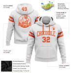 Custom Team Name Number Hooded Sweatshirt Pullover in Stitched White Orange-Gray Football Design Personalized Stitched White