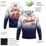 Custom Name Number Pullover Hoodie Sports Sweatshirt in White Orange-Navy Fade - Personalized Stitched Team Gear Personalized