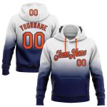 Custom Name Number Pullover Hoodie Sports Sweatshirt in White Orange-Navy Fade - Personalized Stitched Team Gear Personalized