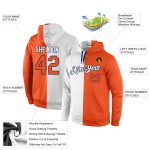 Custom Team Hoodie - Personalized Pullover Sweatshirt with Name & Number - White Orange Navy Split Fashion Sports Wear Personalized