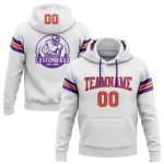 Custom Name Number Personalized Hoodie Sweatshirt for Football Team - Stitched White Orange Purple Pullover Personalized