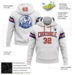 Custom Name Number Football Hoodie Sweatshirt - Personalized Stitched White Orange-Royal Team Apparel Personalized Stitched