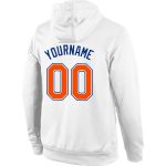 Custom Team Name Number Stitched Hoodie Pullover Sweatshirt - White Orange Royal Sports Apparel Personalized Stitched White