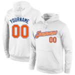 Custom Team Name Number Stitched Hoodie Pullover Sweatshirt - White Orange Royal Sports Apparel Personalized Stitched White