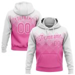 Custom Name and Number Sports Hoodie Personalized 3D Pattern Design White Pink Stitched Pullover Sweatshirt Personalized