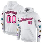 Custom Name Number Personalized Pastel Butterfly Hoodie Sweatshirt with 3D Stitched White Pink Black Pattern Design Personalized