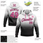Custom Name Number Hoodie Pullover Sweatshirt - Personalized White Pink Black Fade Fashion Sports Apparel Personalized Stitched