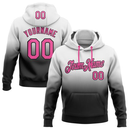 Custom Name Number Hoodie Pullover Sweatshirt - Personalized White Pink Black Fade Fashion Sports Apparel Personalized Stitched