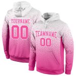 Custom Name Number Hoodie Sports Pullover Sweatshirt - Personalized Stitched White Pink Fade Fashion Design Personalized