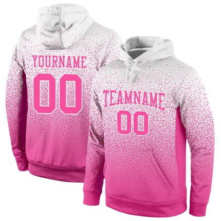 Custom Name Number Hoodie Sports Pullover Sweatshirt - Personalized Stitched White Pink Fade Fashion Design Personalized