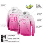 Custom Name Number Hoodie Sports Pullover Sweatshirt - Personalized Stitched White Pink Fade Fashion Design Personalized