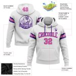 Custom Personalized Football Hoodie Sweatshirt with Name and Number - Stitched White Pink-Purple Design Personalized Stitched