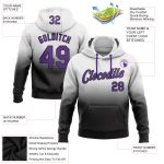 Custom Team Name Number Pullover Hoodie Sweatshirt - Personalized Stitched White Purple Black Fade Fashion Sports Apparel