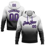 Custom Team Name Number Pullover Hoodie Sweatshirt - Personalized Stitched White Purple Black Fade Fashion Sports Apparel