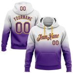 Custom Team Name Number Pullover Hoodie Sweatshirt - Personalized Stitched White Purple Gold Fade Fashion Sport Personalized