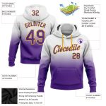 Custom Team Name Number Pullover Hoodie Sweatshirt - Personalized Stitched White Purple Gold Fade Fashion Sport Personalized