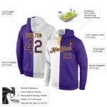 Custom Name Number Sports Hoodie White Purple Gold Stitched Pullover Sweatshirt Fashion Personalized Stitched White Purple-Gold