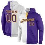 Custom Name Number Sports Hoodie White Purple Gold Stitched Pullover Sweatshirt Fashion Personalized Stitched White Purple-Gold