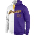 Custom Name Number Sports Hoodie White Purple Gold Stitched Pullover Sweatshirt Fashion Personalized Stitched White Purple-Gold