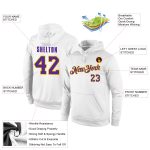Custom Name Number Sports Hoodie White Purple Gold Stitched Pullover Sweatshirt Personalized Team Gear Personalized Stitched
