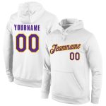 Custom Name Number Sports Hoodie White Purple Gold Stitched Pullover Sweatshirt Personalized Team Gear Personalized Stitched