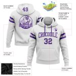Custom Football Hoodie with Personalized Name & Number - Stitched White Purple-Gray Pullover Sweatshirt Personalized Stitched