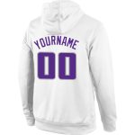 Custom Team Hoodie with Name and Number - Personalized Stitched White Purple-Gray Sports Pullover Sweatshirt Personalized