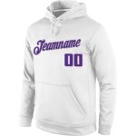 Custom Team Hoodie with Name and Number - Personalized Stitched White Purple-Gray Sports Pullover Sweatshirt Personalized