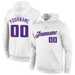 Custom Team Hoodie with Name and Number - Personalized Stitched White Purple-Gray Sports Pullover Sweatshirt Personalized