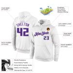 Custom Team Hoodie with Name and Number - Personalized Stitched White Purple-Gray Sports Pullover Sweatshirt Personalized