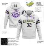 Custom Team Name Number Football Hoodie Sweatshirt Personalized Stitched White Purple Neon Green Pullover Personalized Stitched