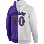 Personalized Pullover Hoodie Sweatshirt - Stitched White Purple Old Gold Split Fashion Design Personalized Stitched White